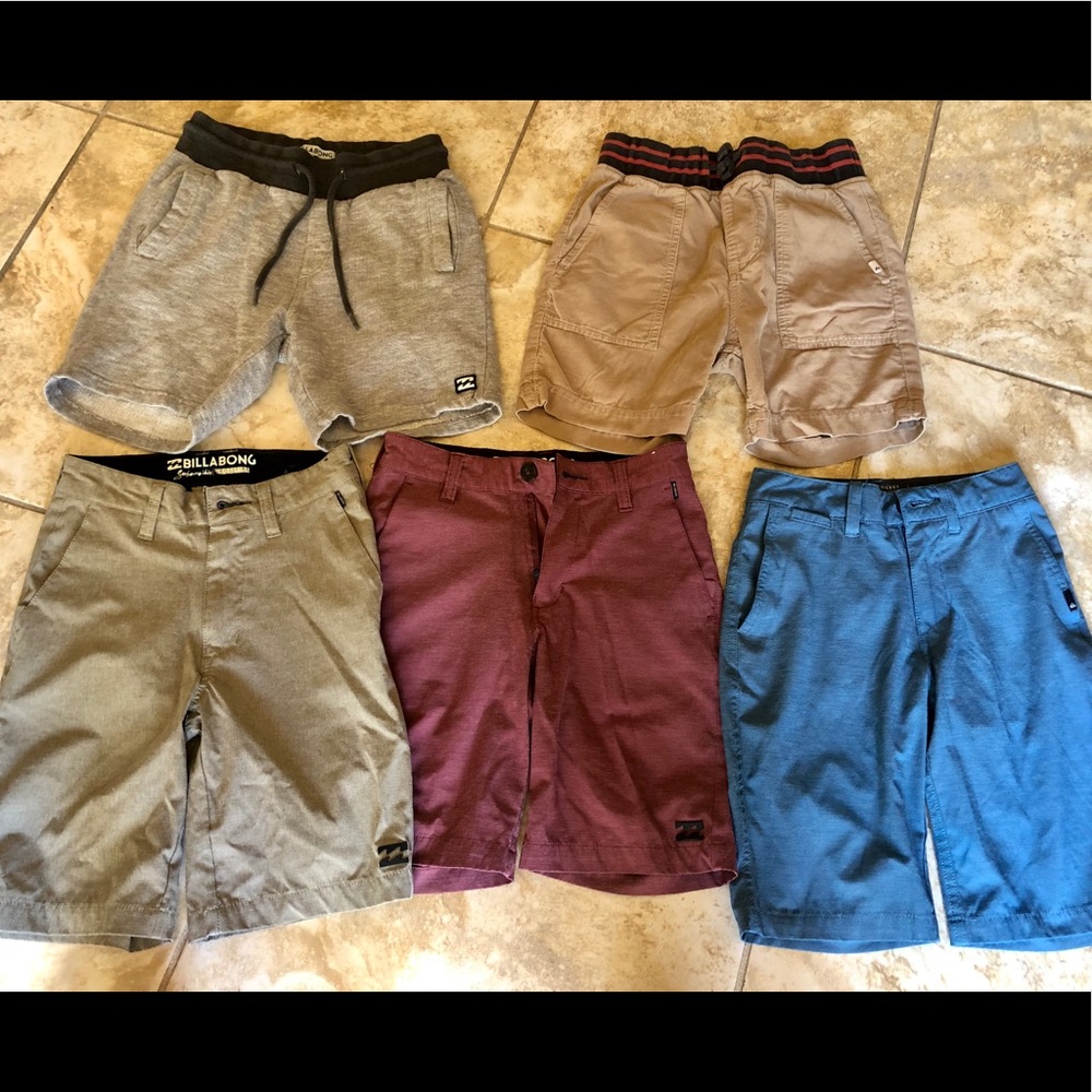 5 pair Boys Billabong/Volcolm/Quicksilver shorts